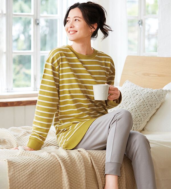 LAVIENNE（ラヴィエンヌ）の「綿混裏シャギーボーダーパジャマ（パジャマ・ルームウェア）」｜詳細画像