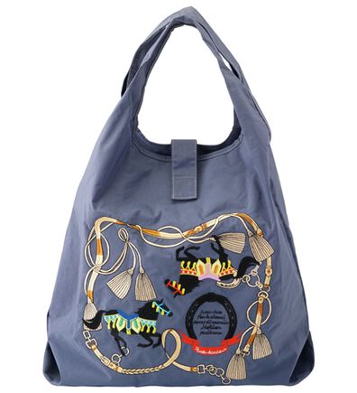 「折りたためるホース刺繍バッグ（トートバッグ）」