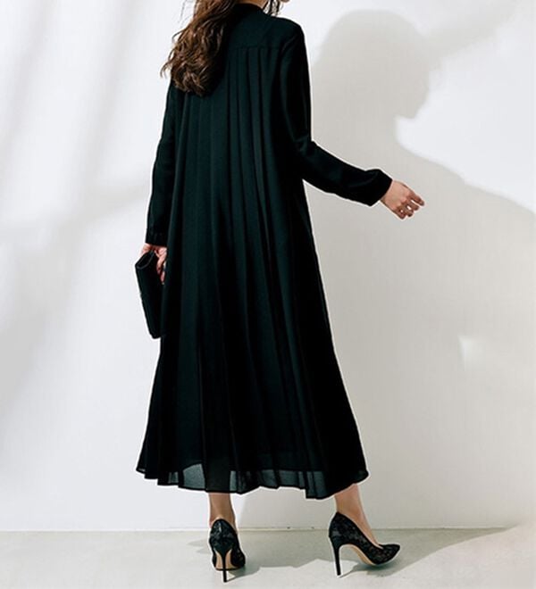 RANAN（ラナン）の「洗える！バックプリーツワンピース（ブラックフォーマル（喪服・礼服））」｜ブラック