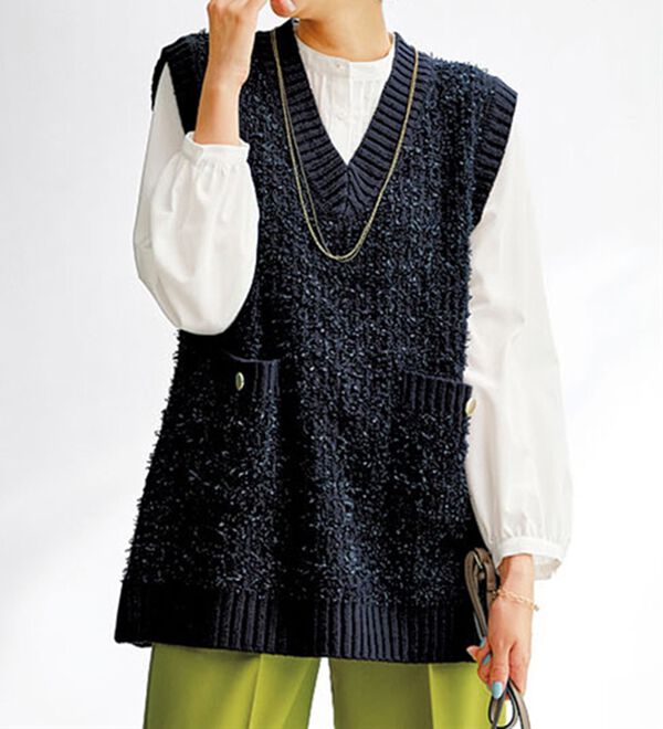 BELLUNA（ベルーナ）の「上品見え！ファンシーニットベスト（ベスト）」｜詳細画像