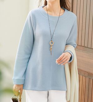 LAVIENNE（ラヴィエンヌ）の「チクチクしにくいニット見えプルオーバー（ニット・セーター）」｜空色