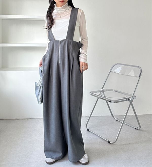 GeeRA（ジーラ）の「フロントジップハイウエストサロペット（オールインワン）」｜詳細画像