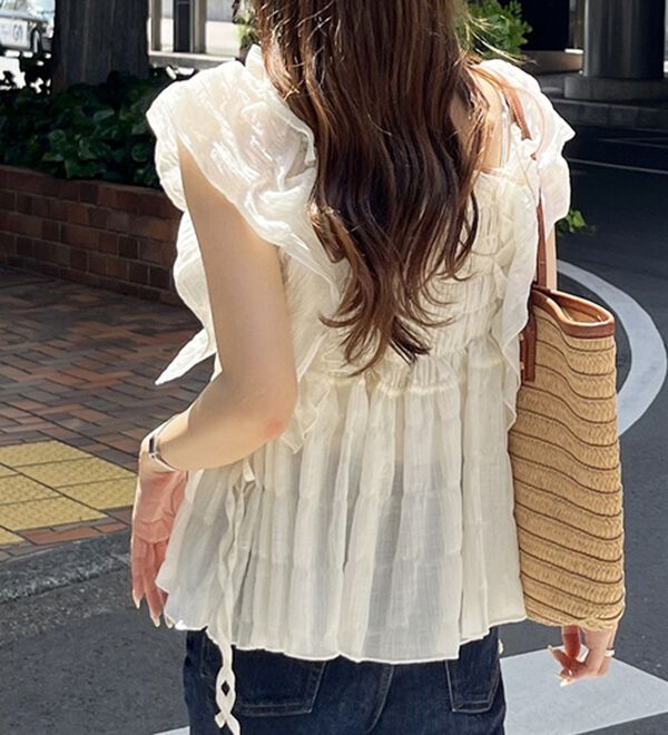 GeeRA（ジーラ）の「フリルシャーリングブラウス（ブラウス）」｜詳細画像