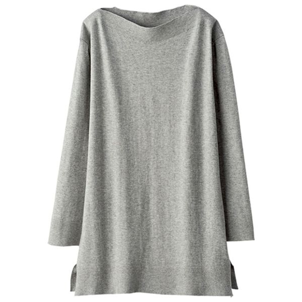 BELLUNA（ベルーナ）の「やわらかな着心地　コットンカシミヤプルオーバー（ニット・セーター）」｜杢グレー