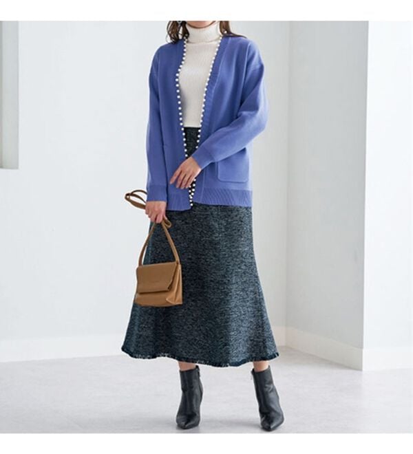 BELLUNA（ベルーナ）の「ツイード調素材フリンジ使いセットアップ（スカートスーツ）」｜詳細画像