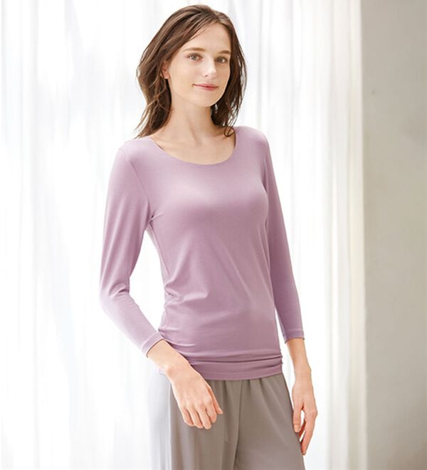 LAVIENNE（ラヴィエンヌ）の「【とろけるような肌ざわり】テンセル（ＴＭ）繊維コットン混７分袖インナー（肌着・インナーウェア）」｜詳細画像