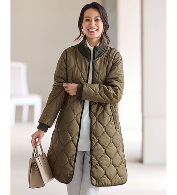 衿リブ使い配色中わたキルティングコート - ベルーナ【公式】 