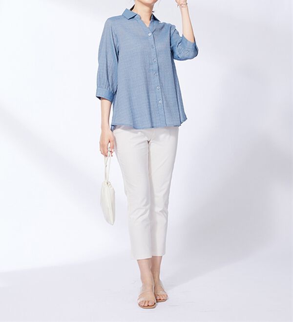 BELLUNA（ベルーナ）の「スキッパー衿ぽこぽこ素材ブラウス（ブラウス）」｜詳細画像