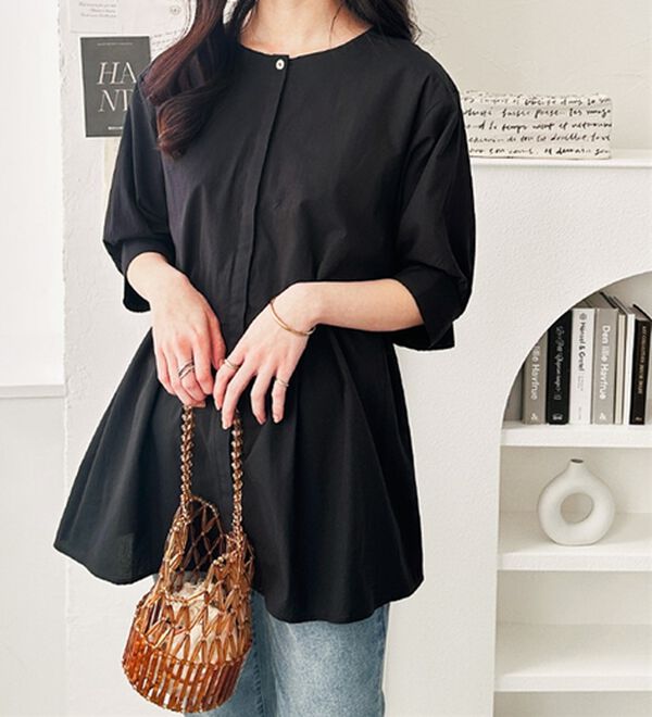 GeeRA（ジーラ）の「【華奢見え】羽織にもなる！ペプラムシャツチュニック（チュニック）」｜詳細画像