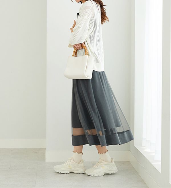 BELLUNA（ベルーナ）の「裾シアーデザインチュールスカート（ロングスカート）」｜詳細画像