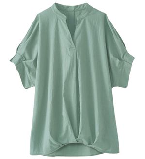 BELLUNA（ベルーナ）の「サッと決まる！タック袖ゆったりブラウス（ブラウス）」｜セージ