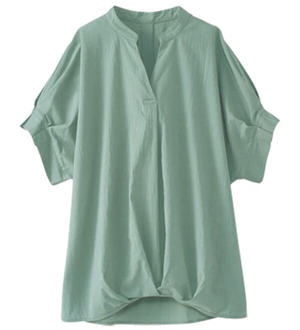 BELLUNA（ベルーナ）の「サッと決まる！タック袖ゆったりブラウス（ブラウス）」｜セージ