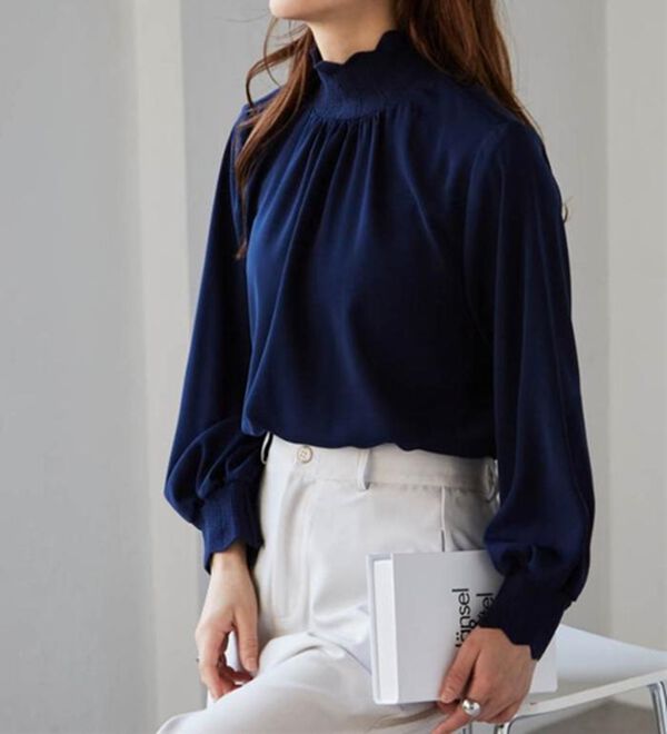 RANAN（ラナン）の「スカラップリブニット使いブラウス（ブラウス）」｜詳細画像