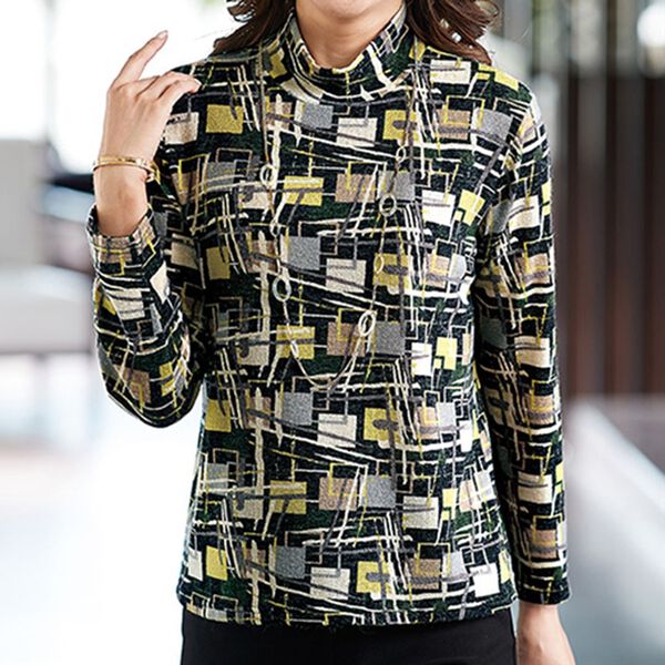 BELLUNA（ベルーナ）の「ニットちりめん肩ボタンチュニックアンサンブル（チュニック）」｜詳細画像