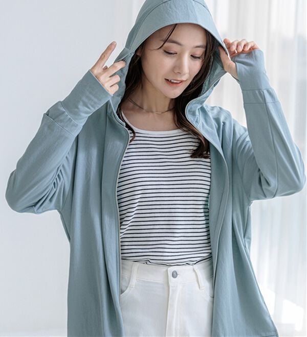 BELLUNA（ベルーナ）の「【接触冷感】絶対に焼けたくない！後プリーツＵＶパーカー（パーカー）」｜詳細画像