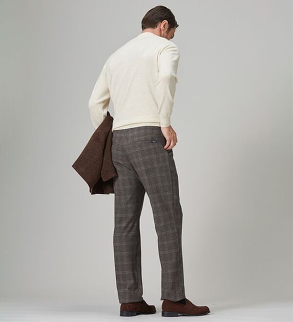 「＜コムルヴァン・オム＞チェック柄グッとラクパンツ（メンズフルレングスパンツ）」｜詳細画像
