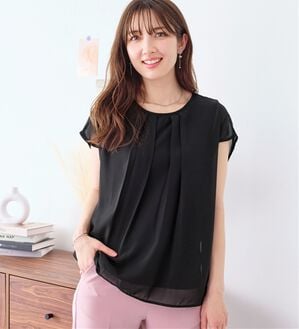 alotta（アロッタ）の「【接触冷感】機能付インナーシフォンブラウス（ブラウス）」｜ブラック