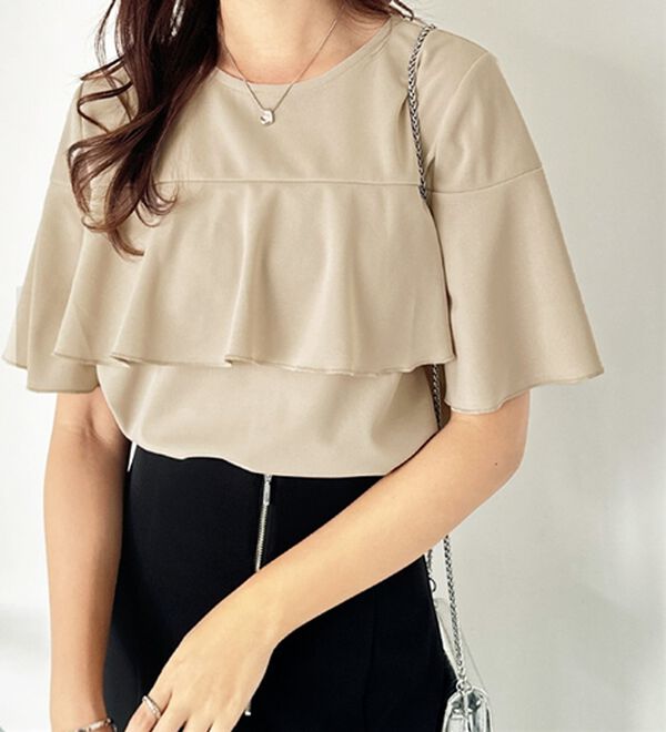 GeeRA（ジーラ）の「ラッフルフリルフレアースリーブＴブラウス（ブラウス）」｜詳細画像