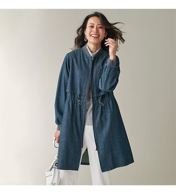 BELLUNA（ベルーナ）の「デニム素材中わたベスト付重ねデザインコート（ロングコート）」｜詳細画像