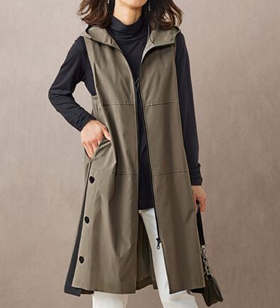 BELLUNA（ベルーナ）の「配色切替サイドボタン使いロングベスト（ベスト）」