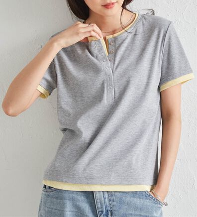 RANAN（ラナン）の「レイヤード風ヘンリーネックTシャツ（カットソー）」