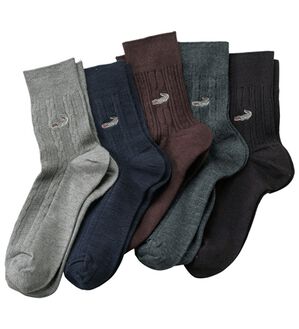 「【５足組】＜クロコダイル＞温もりあふれる編柄ソックス（メンズ靴下・タイツ）」｜5足組