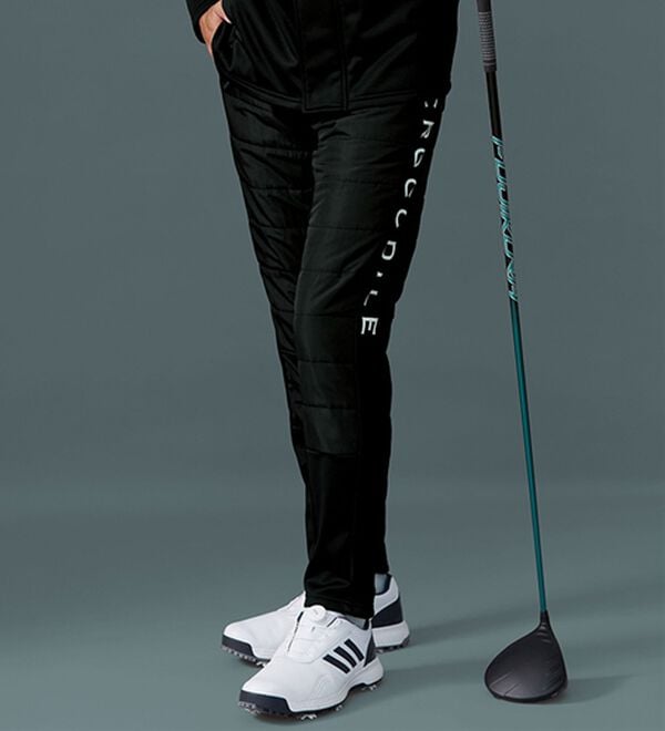 「＜クロコダイル＞アクティブヒート防風ストレッチパンツ（メンズフルレングスパンツ）」｜ブラック