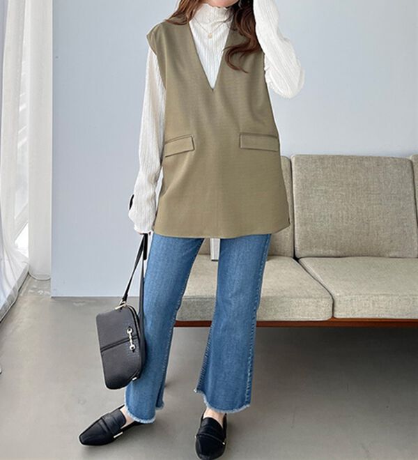 GeeRA（ジーラ）の「リネンライクスラブプルオーバーベスト（ベスト）」｜詳細画像