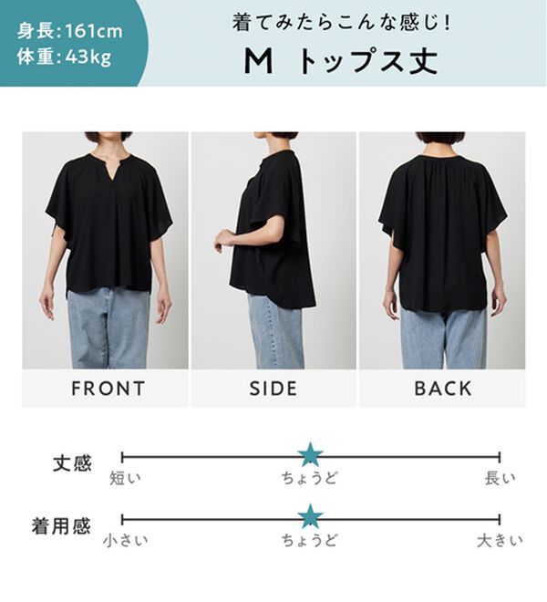 Viola e Viola（ヴィオラ エ ヴィオラ）の「【選べる２丈】さらっと涼感フレアスリーブブラウス（ブラウス）」｜詳細画像