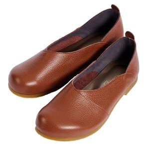 ルフラン（ルフラン）の「足指ゆったり５Ｅはだしシューズ（フラットシューズ）」｜ブラウン(Vカット)