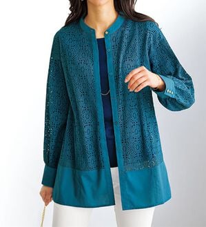 BELLUNA（ベルーナ）の「モダンレース切替デザインシャツチュニック（チュニック）」｜詳細画像