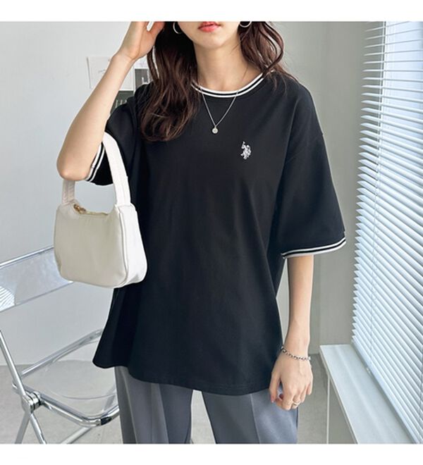 GeeRA（ジーラ）の「【ＵＳ．ＰＯＬＯ．ＡＳＳＮ】ライン配色Ｔシャツ（Tシャツ）」｜詳細画像