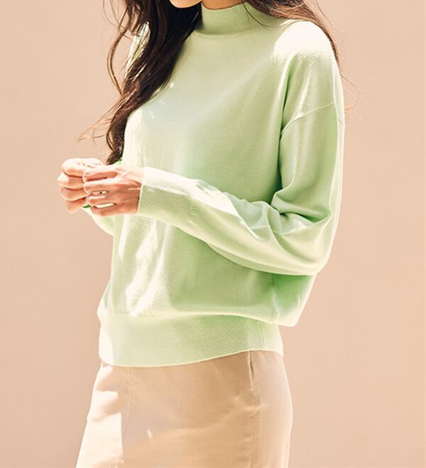 RANAN（ラナン）の「もちもちベーシックニット（Vネック・ハイネック）（ニット・セーター）」｜詳細画像