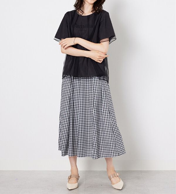 BELLUNA（ベルーナ）の「チュール重ねロゴプリントプルオーバー（カットソー）」｜詳細画像