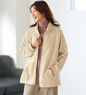 BELLUNA（ベルーナ）の「毎日着られる！快適フリースジップジャケット（その他カーディガン）」｜グレージュ