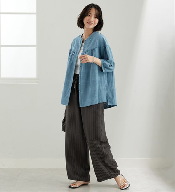 BELLUNA（ベルーナ）の「ダブルガーゼ素材切替デザインブラウス（ブラウス）」｜詳細画像