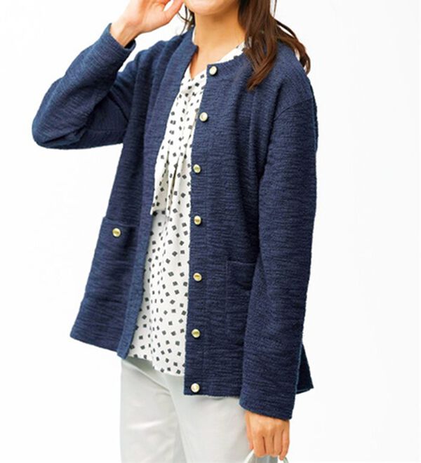 BELLUNA（ベルーナ）の「ラクなのにきちんと見え！カットツイード素材カーディガン（その他カーディガン）」｜詳細画像