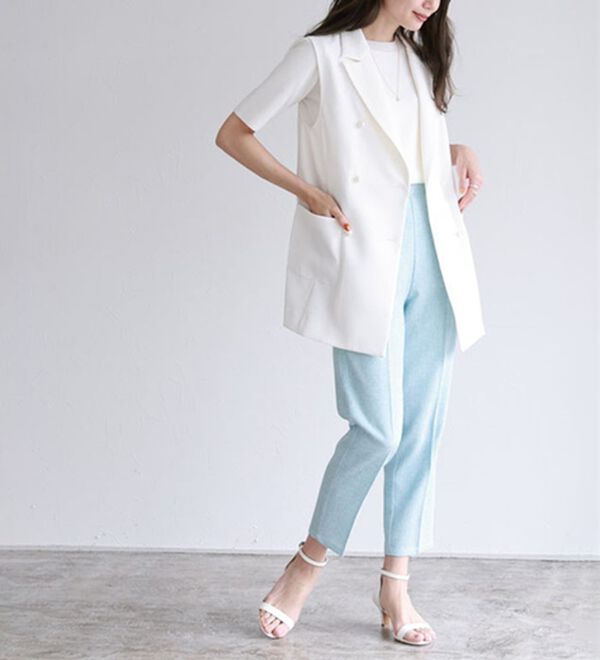 Pierrot（ピエロ）の「【洗濯機で洗える】多機能ニット５分袖トップス（ニット・セーター）」｜詳細画像