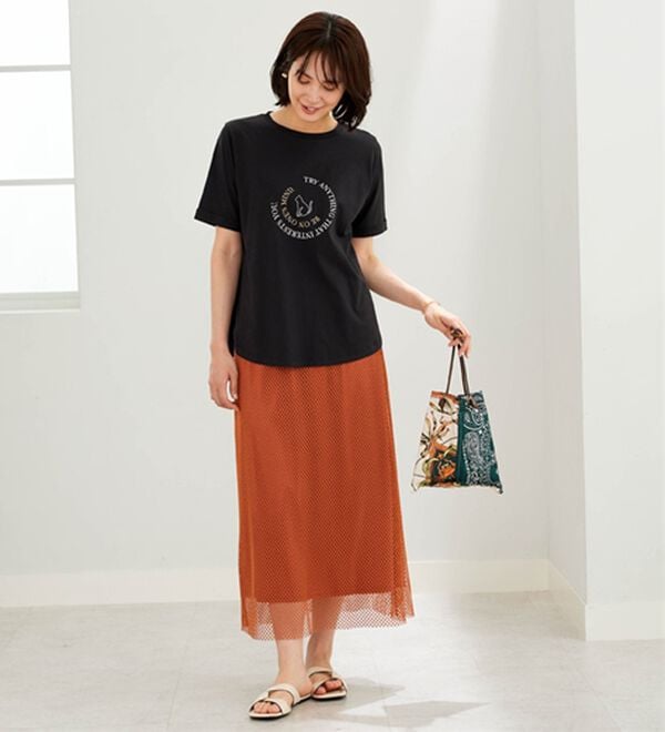 BELLUNA（ベルーナ）の「綿１００％着映えネコ柄プリントＴシャツ（Tシャツ）」｜詳細画像