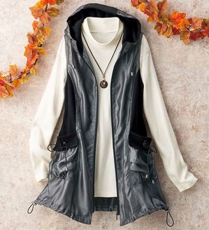 ルフラン（ルフラン）の「シャンブレー素材デザインベスト＜カイティーナ＞（ベスト）」｜黒系