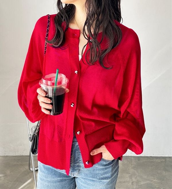 GeeRA（ジーラ）の「ゴールドボタンシアーカーディガン（ニットカーディガン）」｜詳細画像