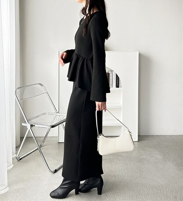 GeeRA（ジーラ）の「楽ちん！ペプラムデザインワンピース（カットソーワンピース）」｜詳細画像