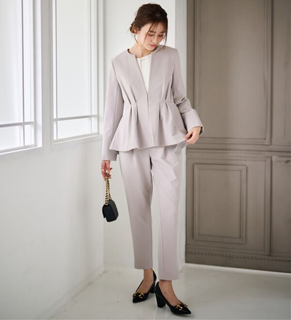 RANAN（ラナン）の「ノーカラーペプラムパンツスーツ（パンツスーツ）」｜詳細画像