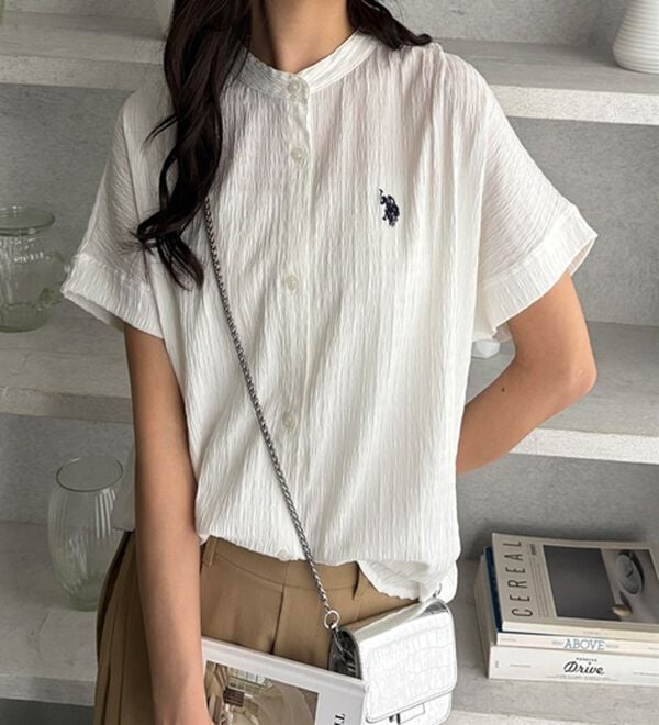 GeeRA（ジーラ）の「【ＵＳ．ＰＯＬＯ．ＡＳＳＮ】ポコポコ素材フレンチスリーブシャツ（シャツ）」｜詳細画像