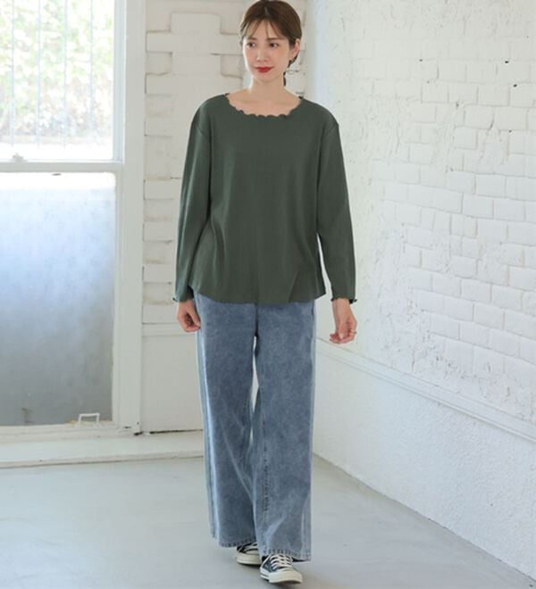 A HAPPY MARILYN（アハッピーマリリン）の「【Ｌ～６Ｌ】Ｒｉｎ こだわったのはシルエットと着心地 すっきり リブ カットソー トップス（カットソー）」｜詳細画像