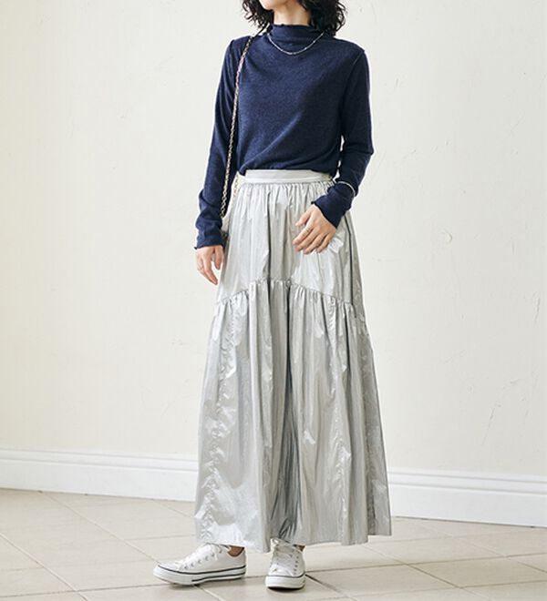 RANAN（ラナン）の「前後２ＷＡＹ！メロウ使いニットソーフリルプルオーバー（カットソー）」｜詳細画像