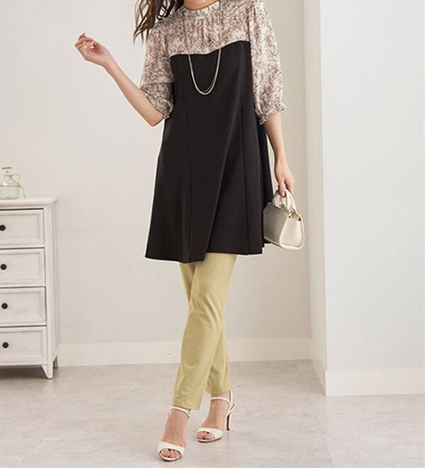 BELLUNA（ベルーナ）の「バックリボン使いプリント切替チュニック（その他ワンピース）」｜詳細画像