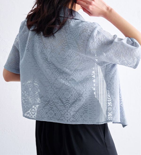 RANAN（ラナン）の「オープンカラーメッシュレースシャツ（シャツ）」｜詳細画像