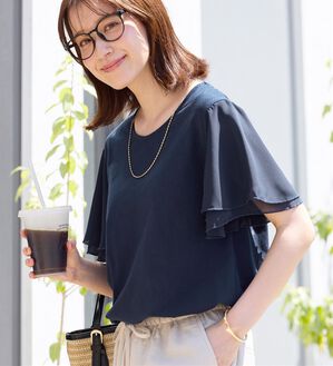 Viola e Viola（ヴィオラ エ ヴィオラ）の「【５つの機能付】袖シフォンゆるＴシャツ（Tシャツ）」｜詳細画像