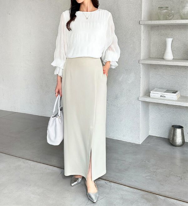 GeeRA（ジーラ）の「オンオフ着られる！スリットタイトスカート（ロングスカート）」｜詳細画像